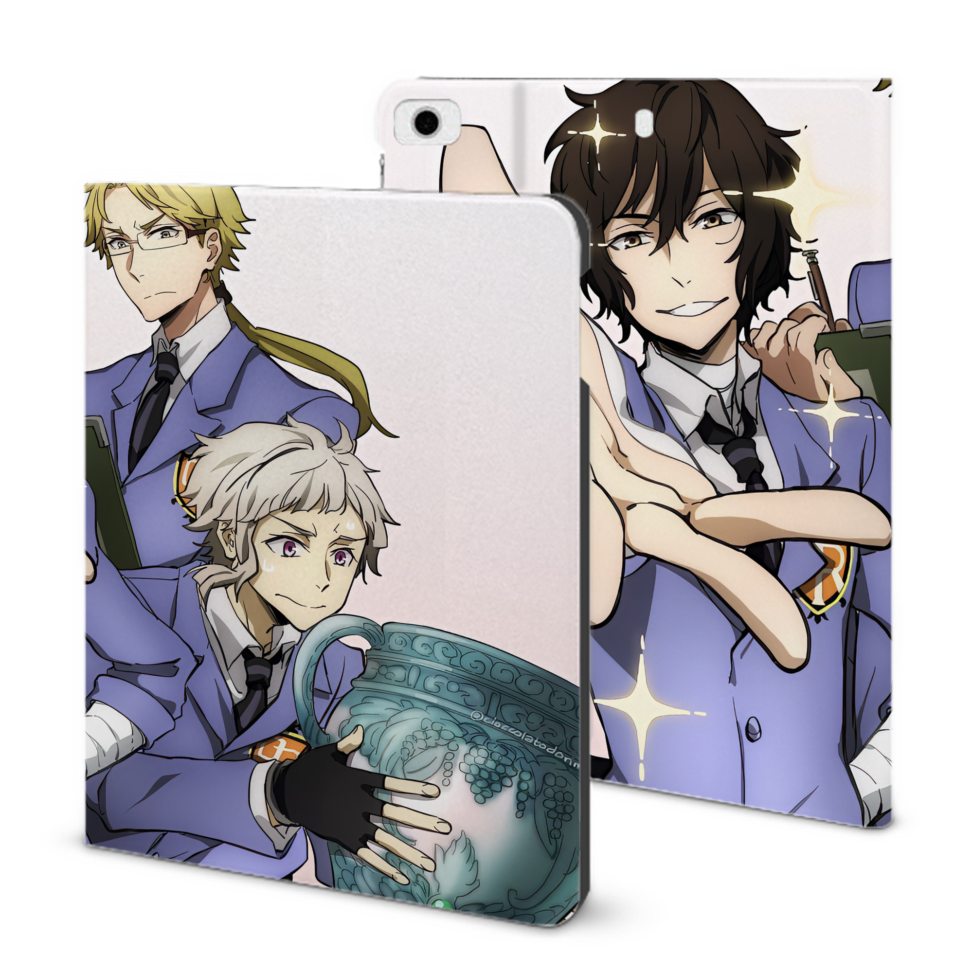 （画像用） 文豪ストレイドッグス Bungo Stray Dogs IPad ケース ブック型 PUレザー TPU 耐衝撃 軽量 薄型 ペン収納なし 全面保護 IPad 各モデル対応